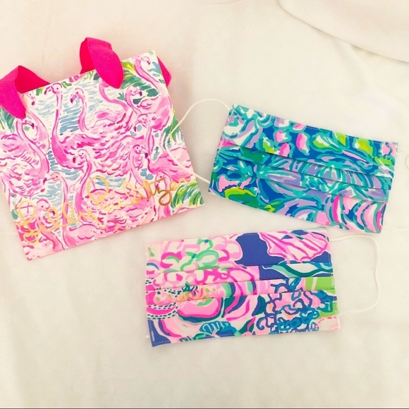 Lilly Pulitzer Floral Covid Face Masks Elastic Strap - Picture 1 of 5